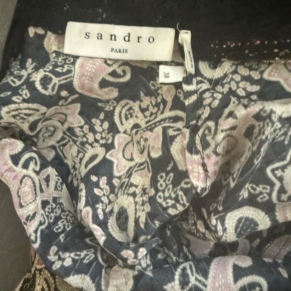 Sandro Black and Pink Floral Midi Dress - Picture 3 of 3